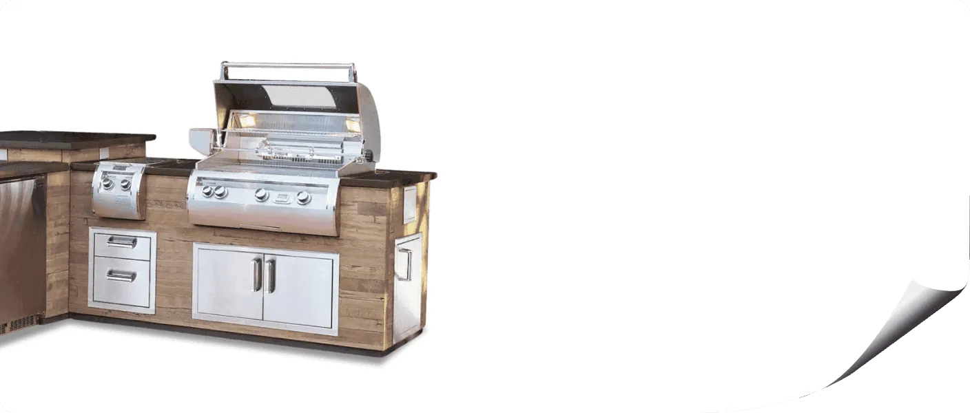 Outdoor kitchen with curled paper decoration