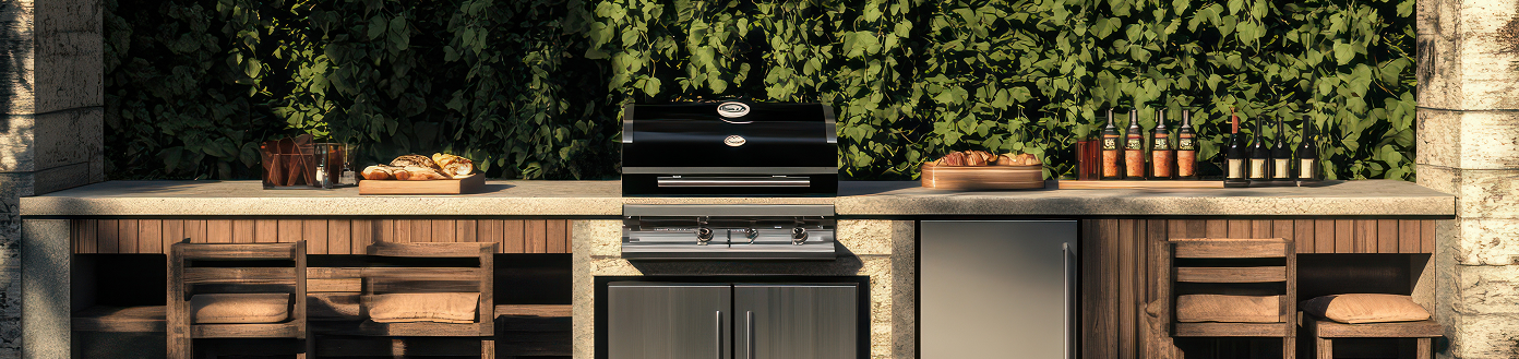 Outdoor kitchen and living area designs